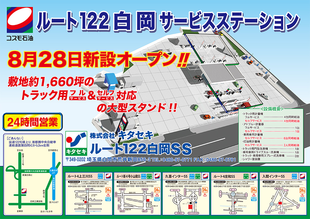 ルート１２２白岡ＳＳ新設オープン | 株式会社 キタセキ